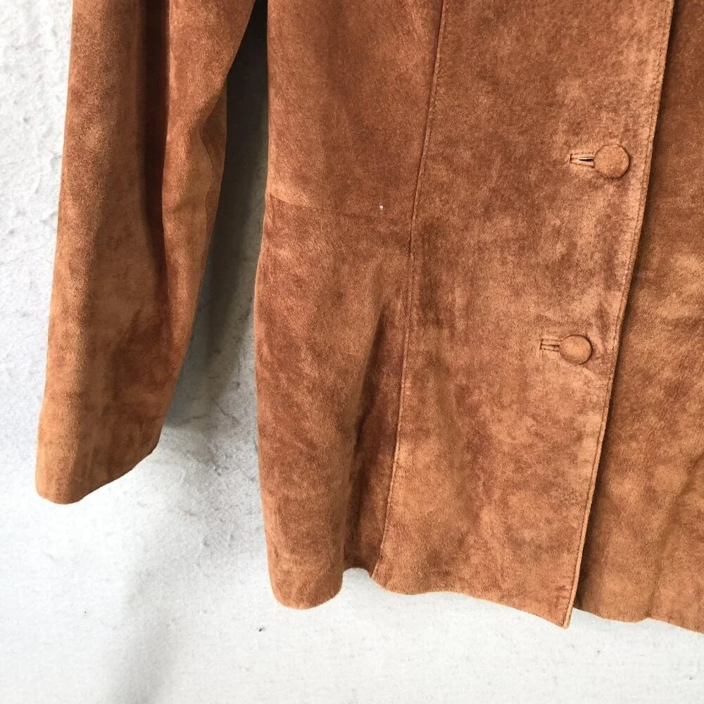 Vintage Nuons Suede Jacket Womens 6 Brown Genuine Leather Blazer - Picture 11 of 16